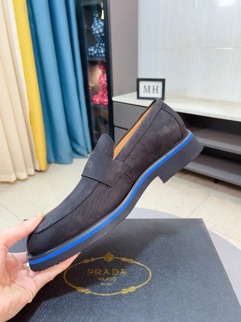 Men's shoes 💰540🌹🌹【PRADA Leather Shoes】Top purchasing agency Original imported Italian custom-made open-edge beaded cowhide leather surface, fully imported water-dyed breathable cowhide lining, original factory special molded sole super comfortable, size: 38-44
